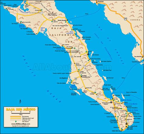 detailed baja california map printable maps