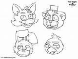 Coloring Pages Naf Fnaf Nights Five Template Mangle Foxy Bonnie Freddys sketch template