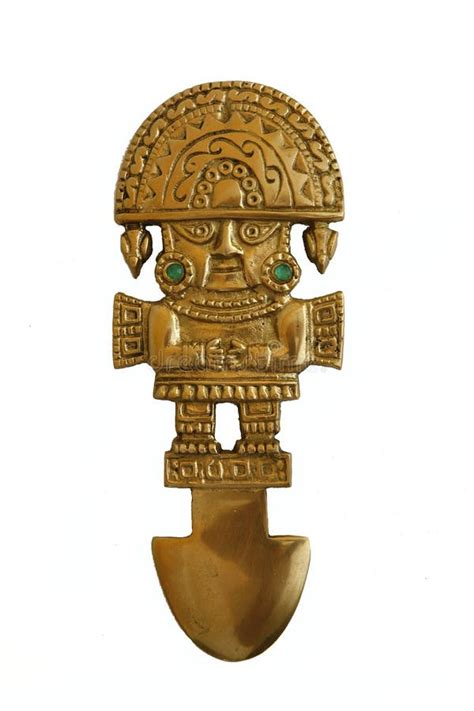 peruvian ancient mask    gold  zaphire stock image image