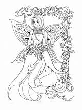 Feen Lineart Elfen Fae Ausmalen Erwachsene Colouring Ausmalbild Mystical Elfo sketch template