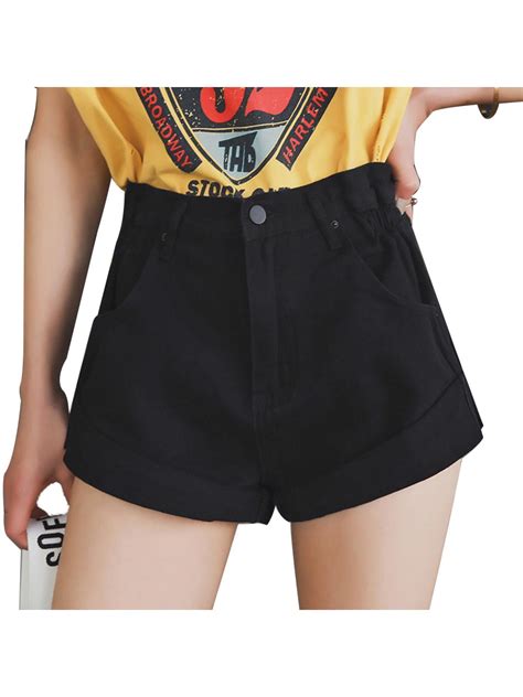 High Waisted Denim Shorts Loose Rolled Jean Wide Leg Shorts For Women