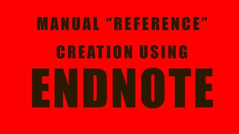 endnote reference manual method youtube