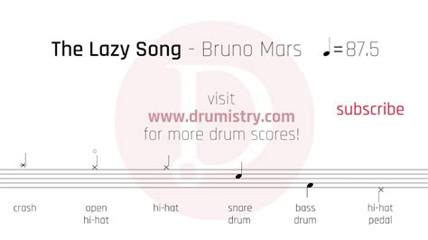 bruno mars the lazy song drum score youtube
