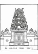 Temple Coloring Pages Drawing Architecture Indian Edupics Print Hindu India Sheets Draw Ancient sketch template