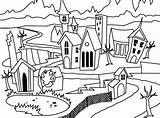 Coloring Village Town Halloween Pages Printable Designlooter Haunted Creepy 25kb 295px Houses Looks Hersheys sketch template