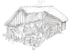longhouse coloring page representation   iroquois village  longhouses