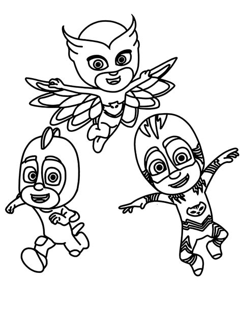 heroes  action catboy owlette  gekko pj masks kids coloring