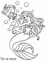 Mermaid Coloring Little Pages Color Print sketch template