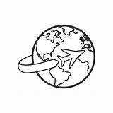 Airplane Earth Coloring Outline Icon Flat Globe Megaphone Character Cartoon Illustration Alphabet Children Book sketch template