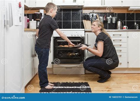 mother and son in kitchen stock image image of blond 16823701