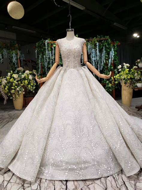 Luxury Ball Wedding Gown With Metallic Embellishments In