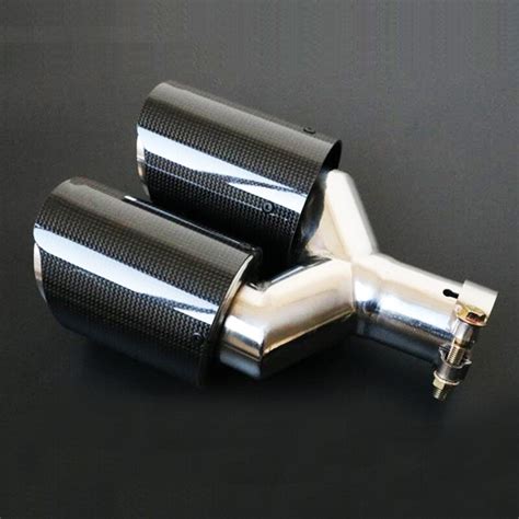 left  mm carbon fiber dual pipe exhaust tail muffler tip durable  mufflers