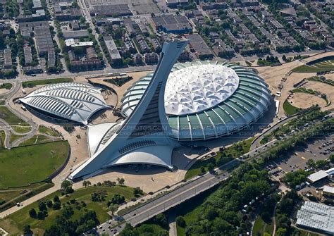 aerial photo aerial view  montreal olympic stadium