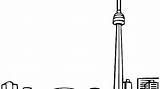 Cn Tower Coloring Canada Toronto sketch template