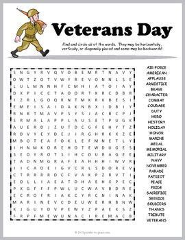 veterans day word search puzzle worksheet activity veterans day