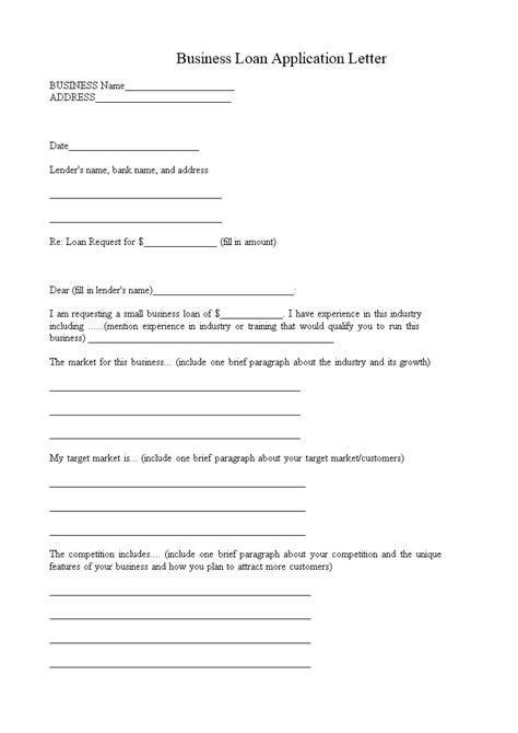 formal loan application letter templates  allbusinesstemplatescom