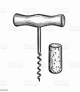 Cork Corkscrew Stopper Isolated sketch template