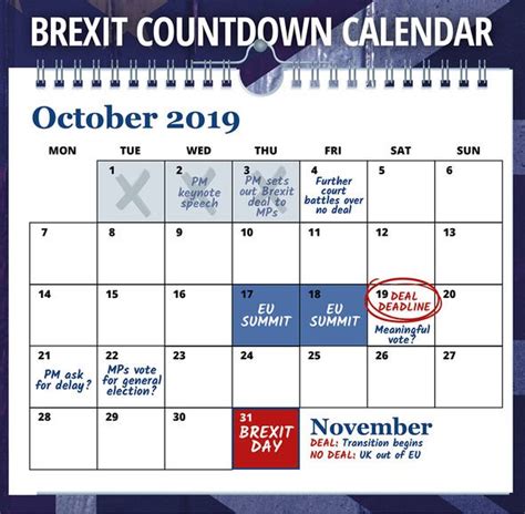 brexit countdown calendar key   deadline approaches    expect day  day