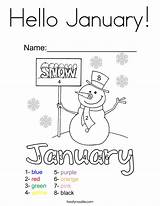 January Coloring Hello Kids Pages Sheets Worksheets Twistynoodle Winter Colouring Calendar Print Year Tracing Noodle Outline Built California Usa Twisty sketch template