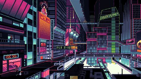 cyberpunk city pixel art wallpaper hd artist  wallpapers images