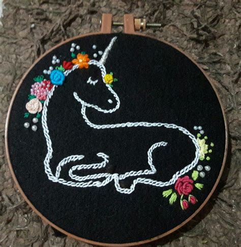 unicorn embroidery  ateflgomes creative crafts diy crafts