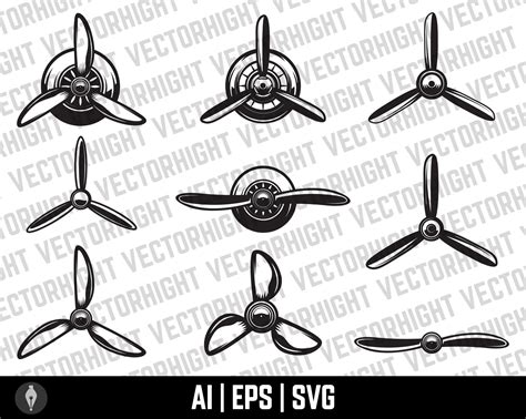 Airplane Propellers Vector Airplane Propeller Svg Aviation Etsy
