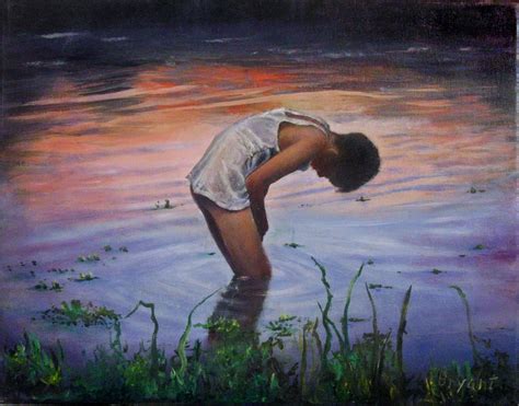 Looking For Tadpoles By Les Bryant 2010 11x14 Oil On