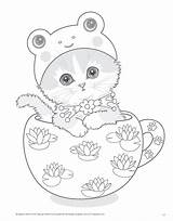 Coloring Pages Kittens Teacup Printable Kitten Cat Amazon Book Kitty Color Adult Adorable Kayomi Harai Unicorn Tea Print Cup Expressive sketch template