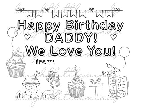 instant  printable happy birthday daddy diy kids activity