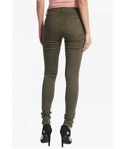 women s basic army olive green 5 pocket stretch denim skinny jeans