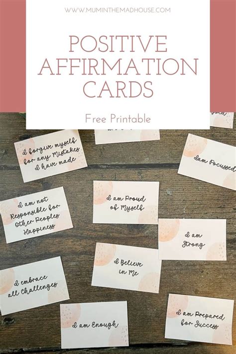 printable positive affirmation cards printable form templates