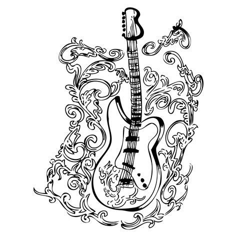 hand drawn  guitar vector image
