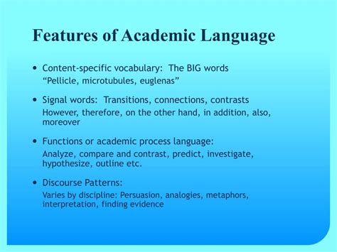 understanding  features  academic language powerpoint