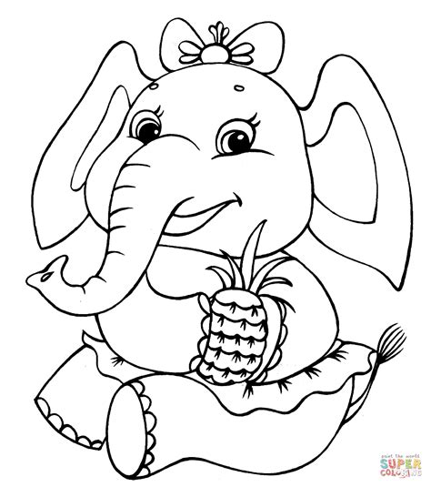 elephant girl coloring page  printable coloring pages