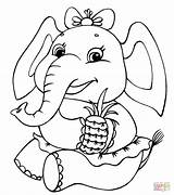Coloring Elephant Girl Pages Printable Baby Elephants Drawing Gif sketch template