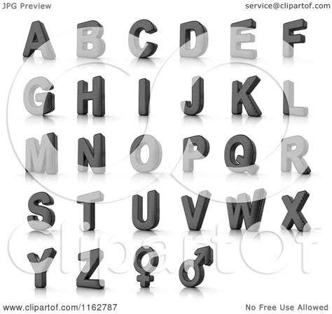 Clipart Of 3d Perforated Metal Capital Alphabet Letters And Gender
