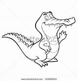 Crocodile Alligator Tick Tock Coccodrillo Fumetto Coloritura Riga sketch template