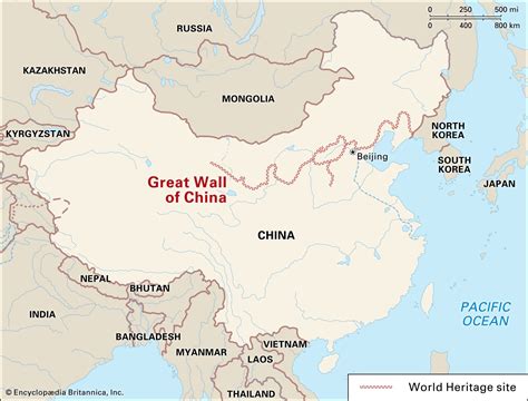 great wall  china map
