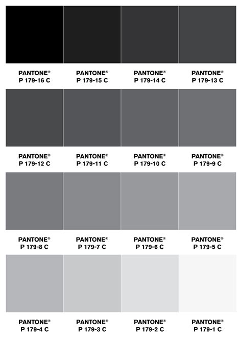 Pantone® Greys As A Poster Серая цветовая палитра Дизайн росписи
