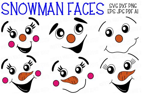 Snowman Faces Christmas Cutting Files And Clipart Svg Dxf