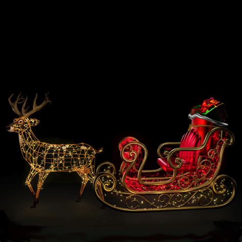 inlitefi santas sleigh  reindeer   christmas night