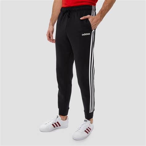 adidas essentials  stripes fleece joggingbroek zwart heren
