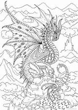 Dragon Coloring Pages Adult Dragons Adults Printable Book Sheets Coloriage Fairy Kids Colouring Mandala Adulte Dessin Favoreads Fantasy Etsy Books sketch template