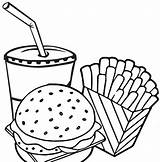 Hamburger Chips Potato Coloringpagesfortoddlers sketch template