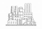 Sketch Factory Refinery Industrial Vector Buildings Chimneys Illustration Preview sketch template