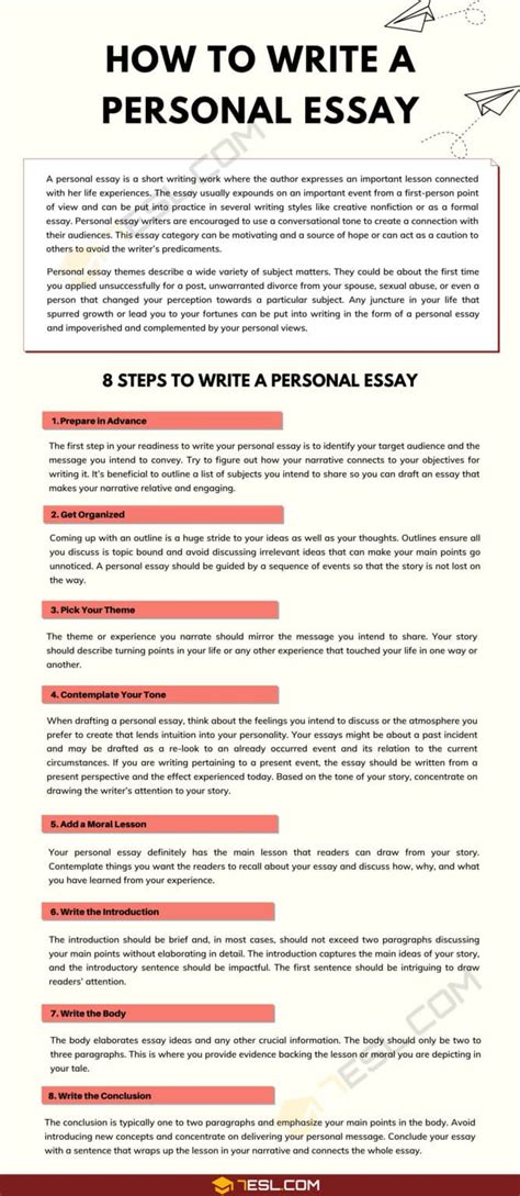 personal essay   write  personal essay  english esl