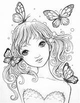 Coloring Pages Fairy Girl Butterflies Adult Colouring Color Printable Drawings Choose Board Diana sketch template