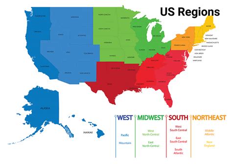 regions list  map states