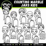 Jars Counting Marble Kids Clip sketch template