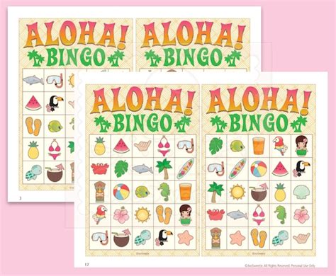aloha luau hawaii bingo game kitprintable